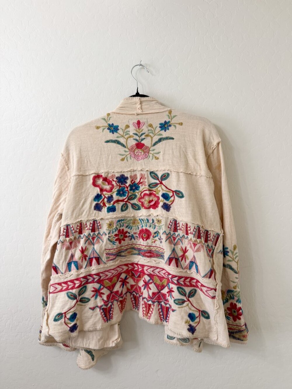 Johnny Was Biya Embroidered Krisly Wrap Cardigan Cream Rainbow - Picture 7 of 9